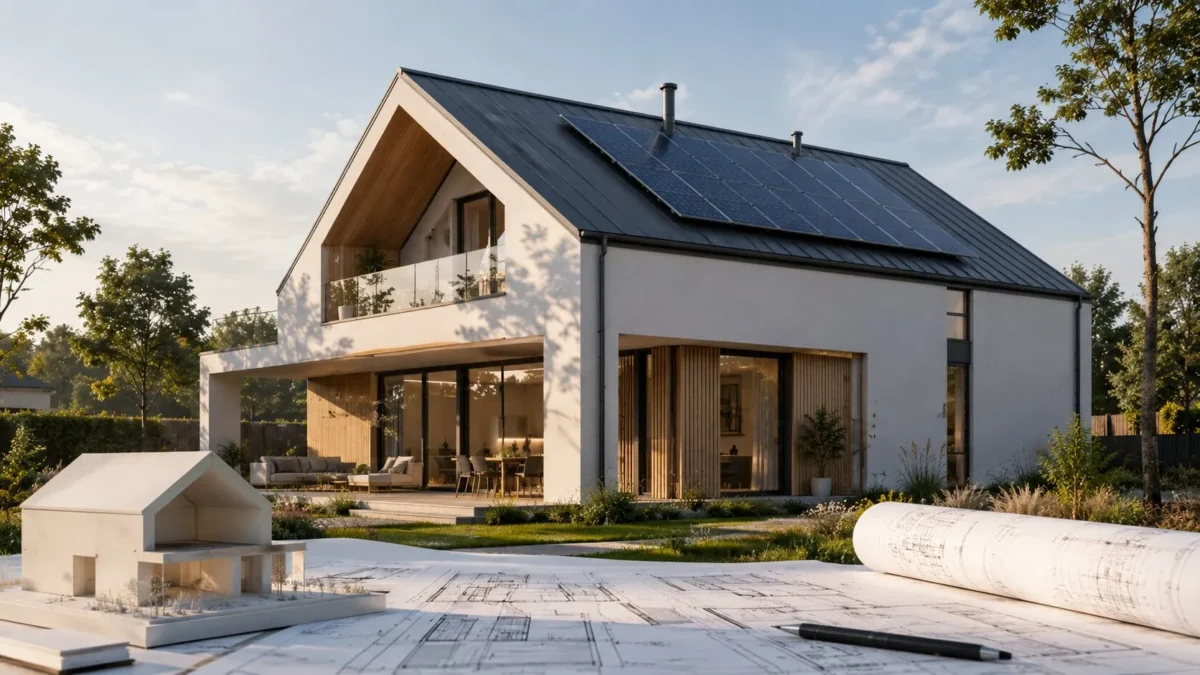Proiect de casă eficientă energetic cu panouri fotovoltaice