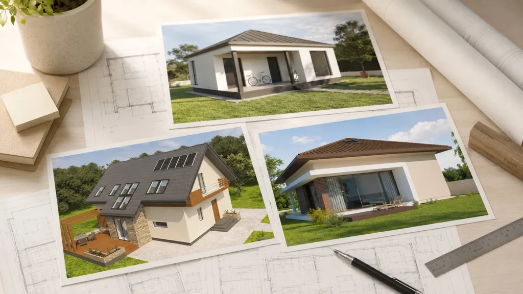 Alegerea proiectului de casă pe baza planurilor și randărilor