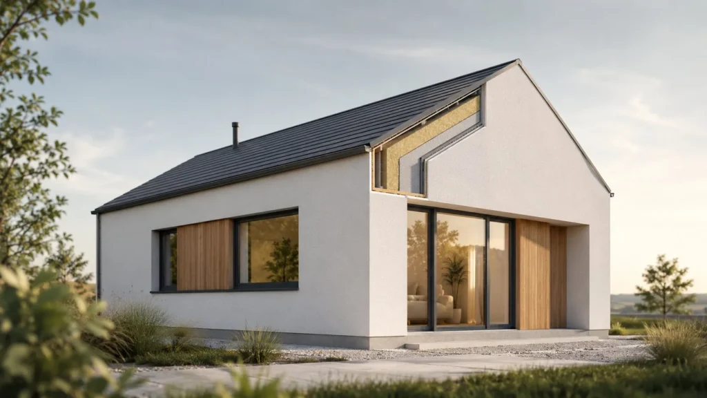 Casă eficientă energetic cu anvelopă termoizolată