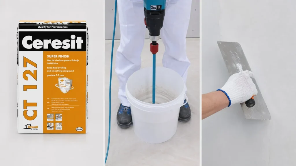 Ceresit CT 127 pregatit si aplicat in strat fin de finisaj