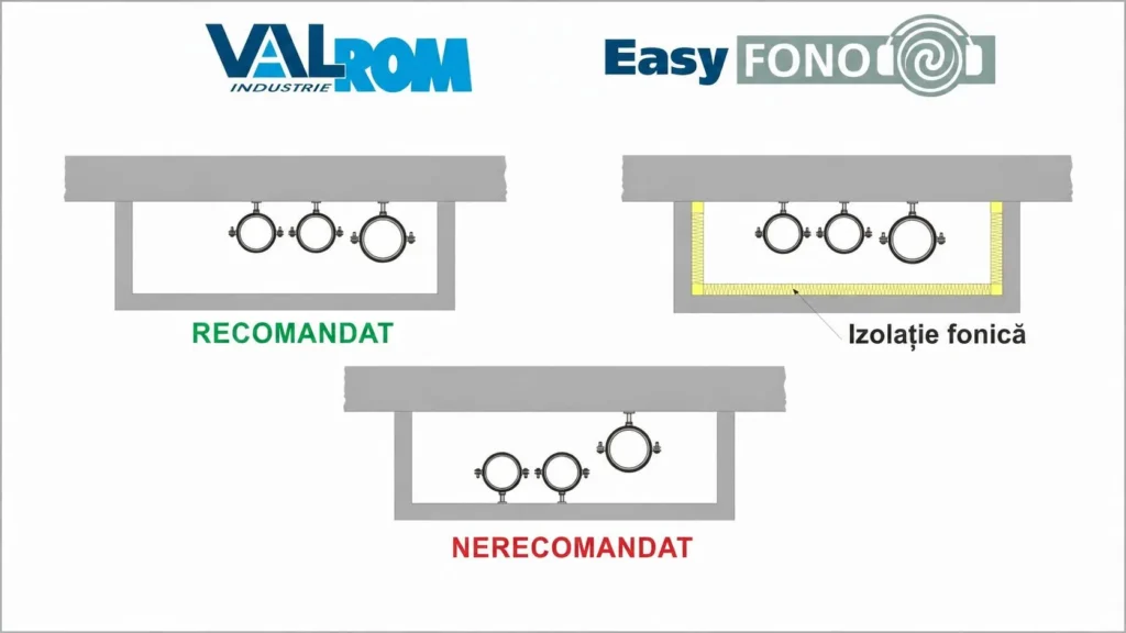 Montaj recomandat si nerecomandat pentru conducte Valrom EasyFONO