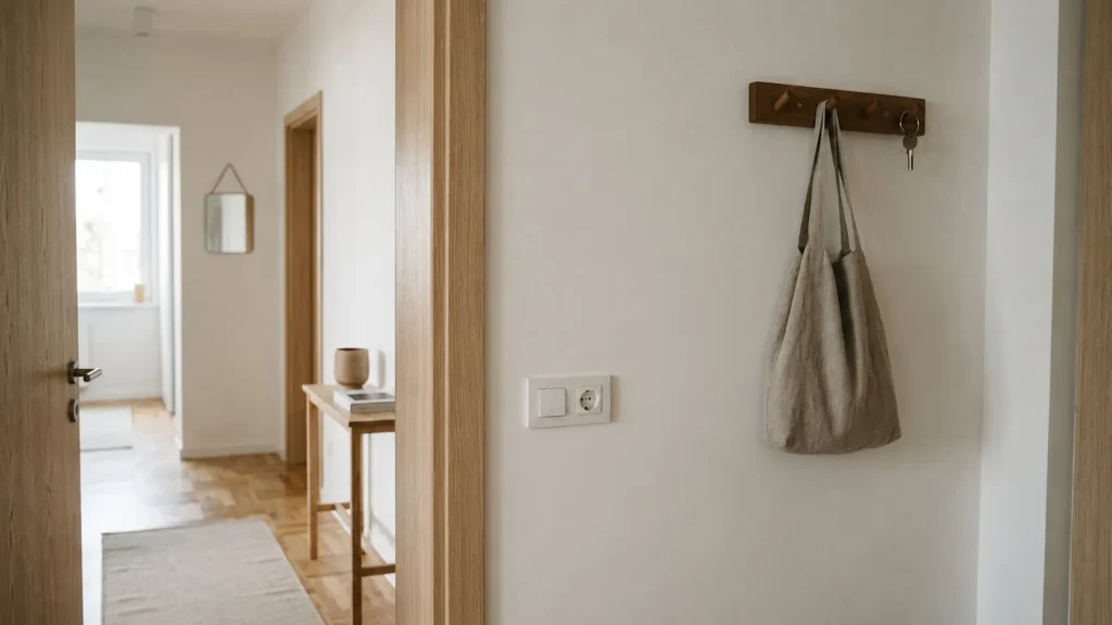 Perete interior mat lavabil într-un hol luminos, expus utilizării frecvente