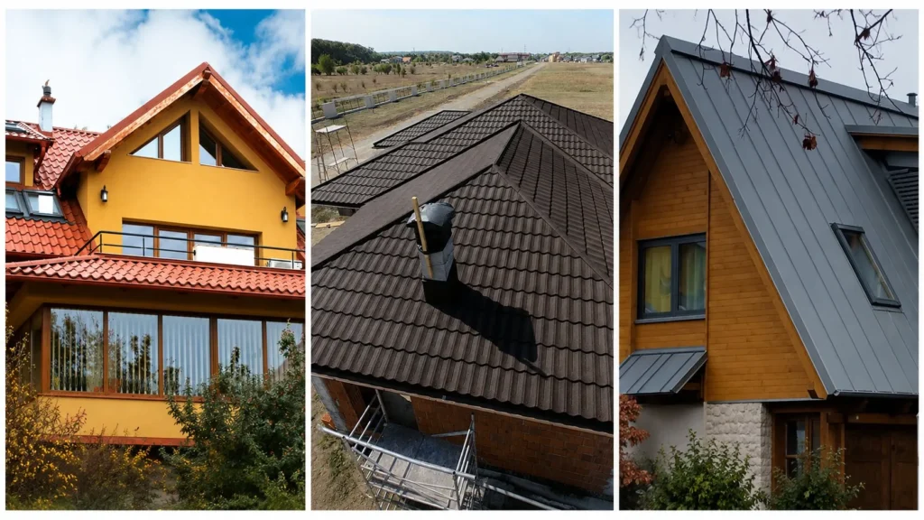 Casă cu acoperiș metalic și soluții Lindab pentru exterior