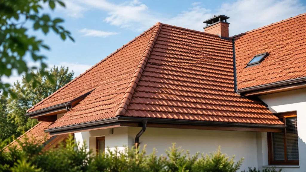 Acoperiș cu țiglă ceramică pe casă