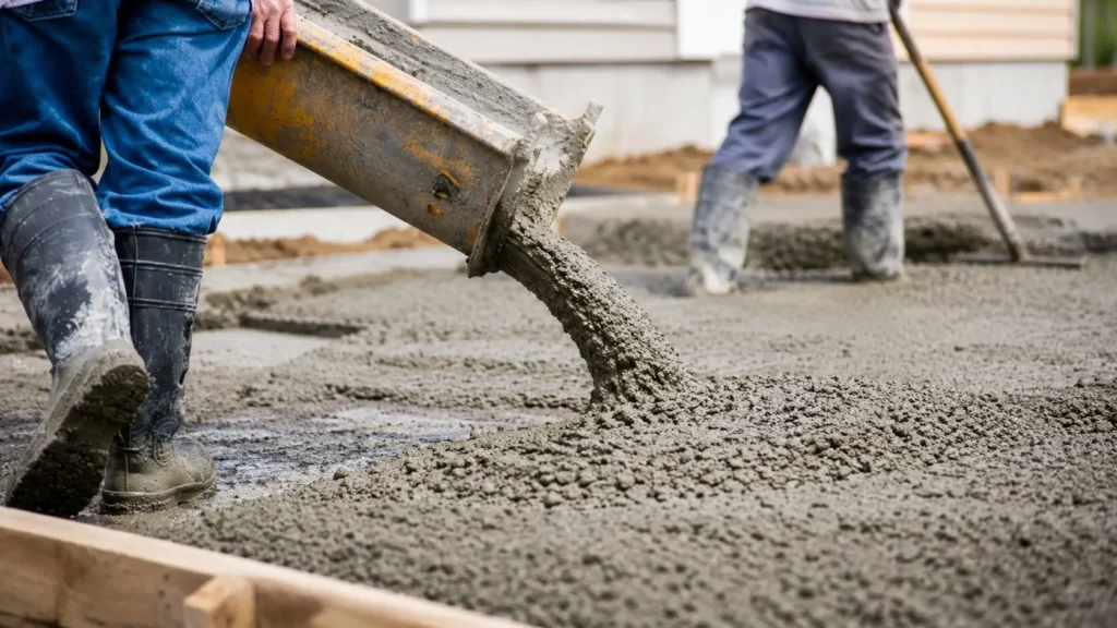 Turnarea betonului în fundația casei
